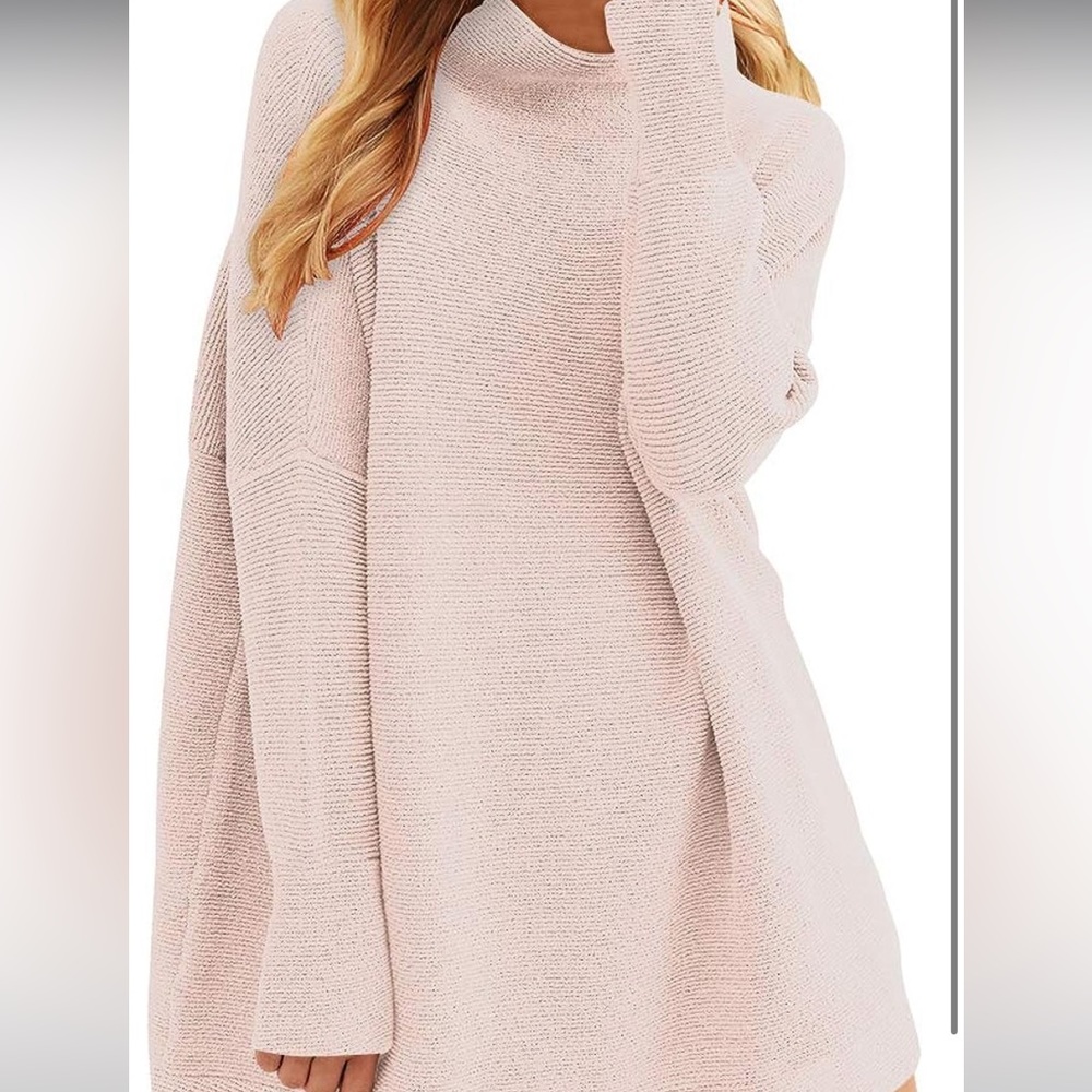 Powder, pink sweater dress